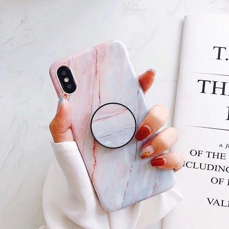 Pink Marble Case With Stand Holder for iPhone 6s 6 7 8 X Xr Xs Max
