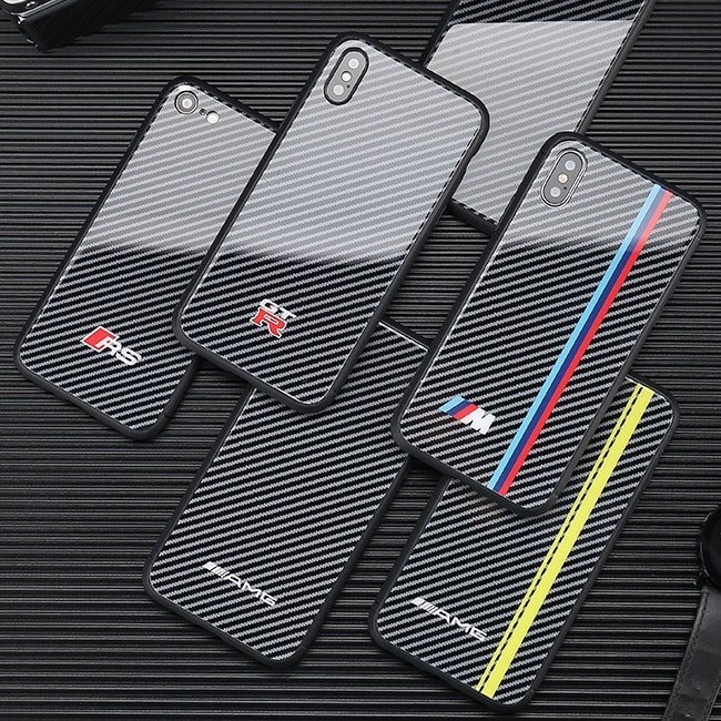 Carbon Fiber Phone Case For Iphone 11 Pro Max X Xs Bmw Amg