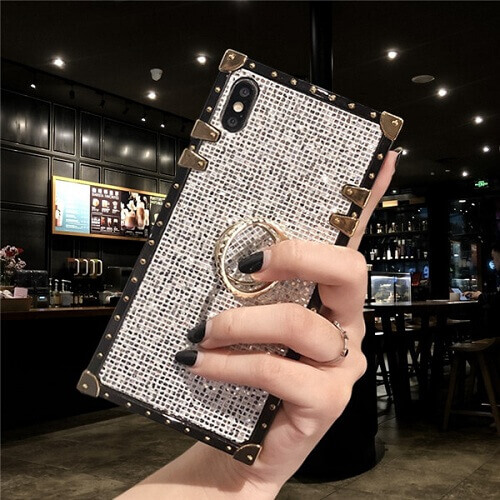 Luxury Brand Square Flower Leather Phone Case For Samsung S22 S21