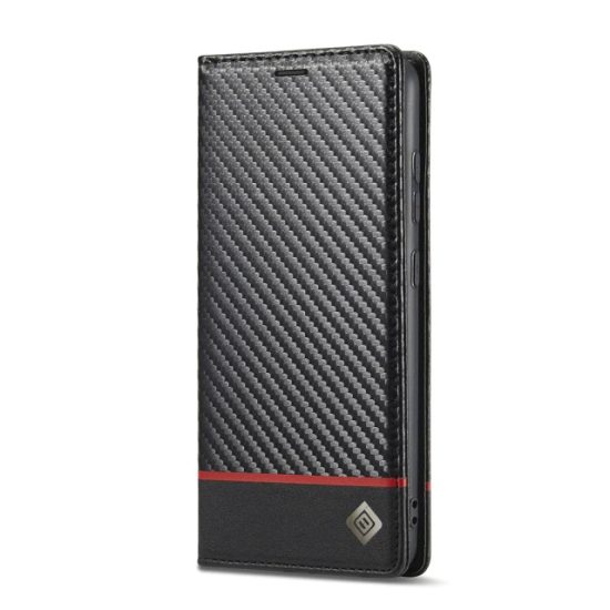 Carbon Fiber Leather Wallet Phone Case With Card holder