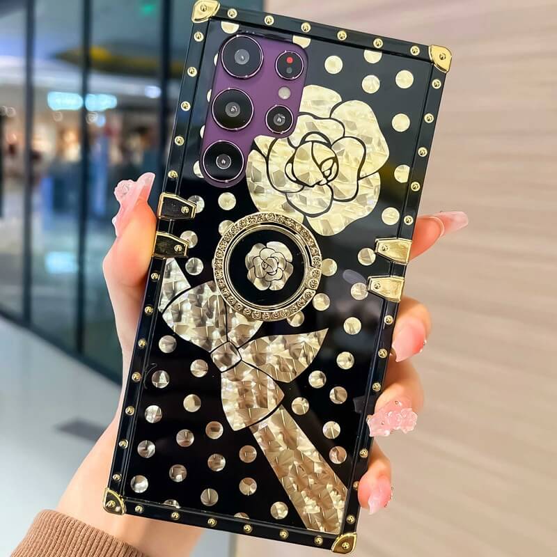 Luxury Phone Cover Geometric Flower Square Case For Samsung Galaxy