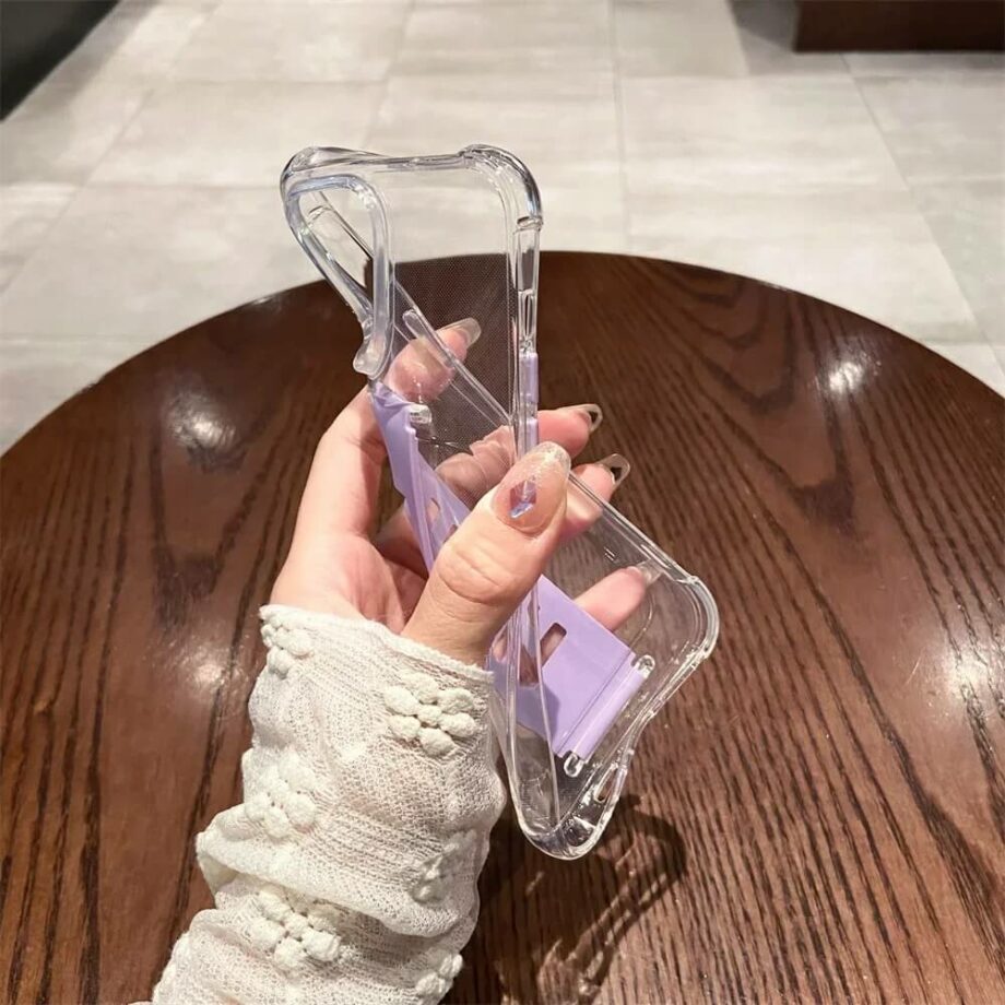 Clear Silicone Phone Case With Grip Stand Holder
