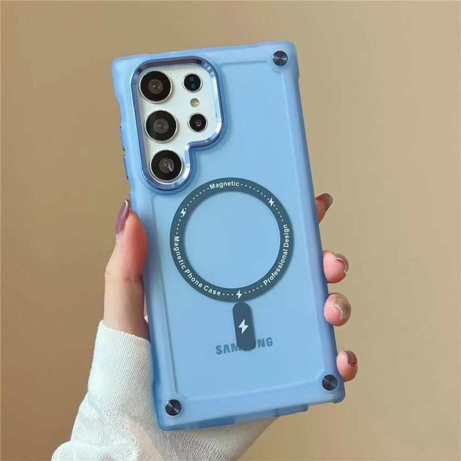 Hybrid Magnetic Matte Clear Bumper Phone Case - Blue