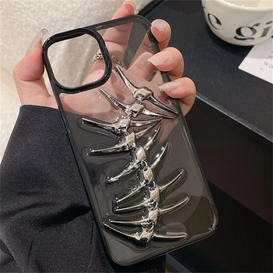 Metal Fish Bone Clear iPhone Case