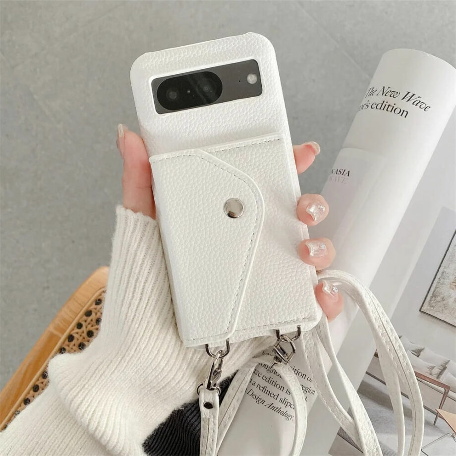 Crossbody Leather Wallet phone Case white