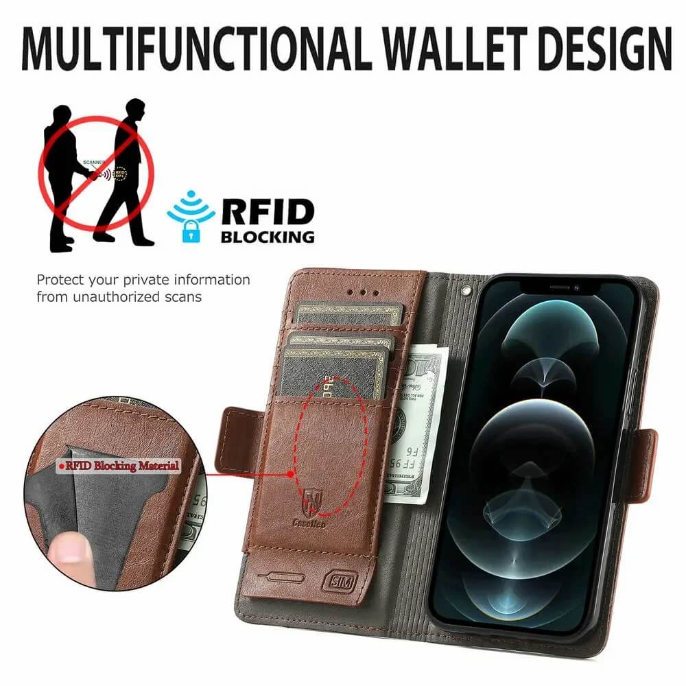 Luxury Handmade Leather Wallet Phone Case for 7, and 7 Pro