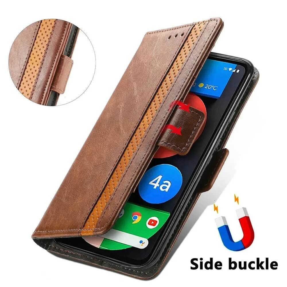 Luxury Handmade Leather Wallet Phone Case for pixel 8, 9 Pro