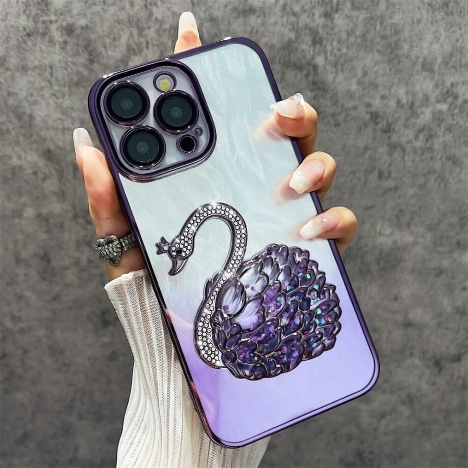 PURPLE Gradient Diamond Swan Quickstand iPhone Case