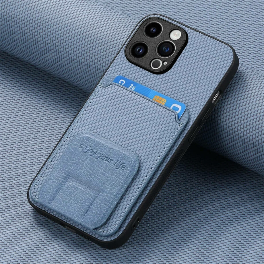 Shockproof Magnetic Wallet Pixel Case- blue