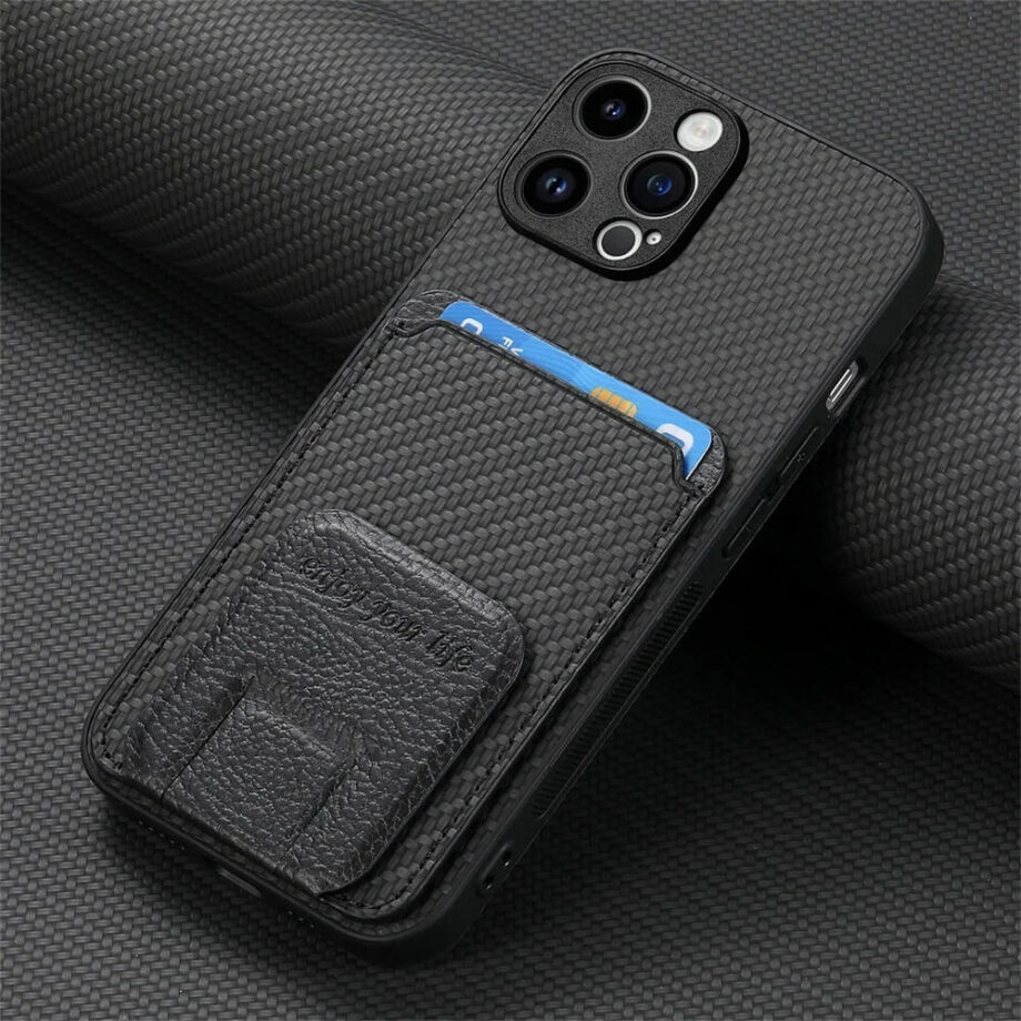 Shockproof Summer Magnetic Wallet Pixel Phone Case -black