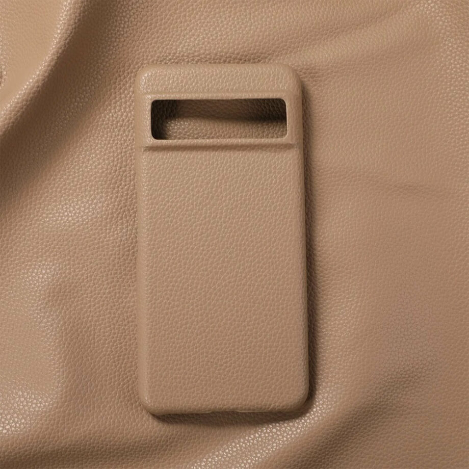 camel Lychee Pattern Genuine Leather Google Pixel Case