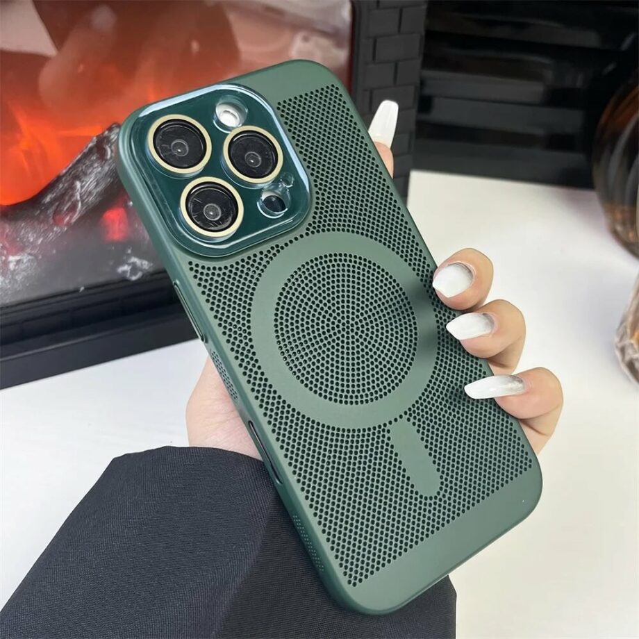 Breathable Heat-Dissipation Magsafe Case for iPhone 16 Series- dark_green