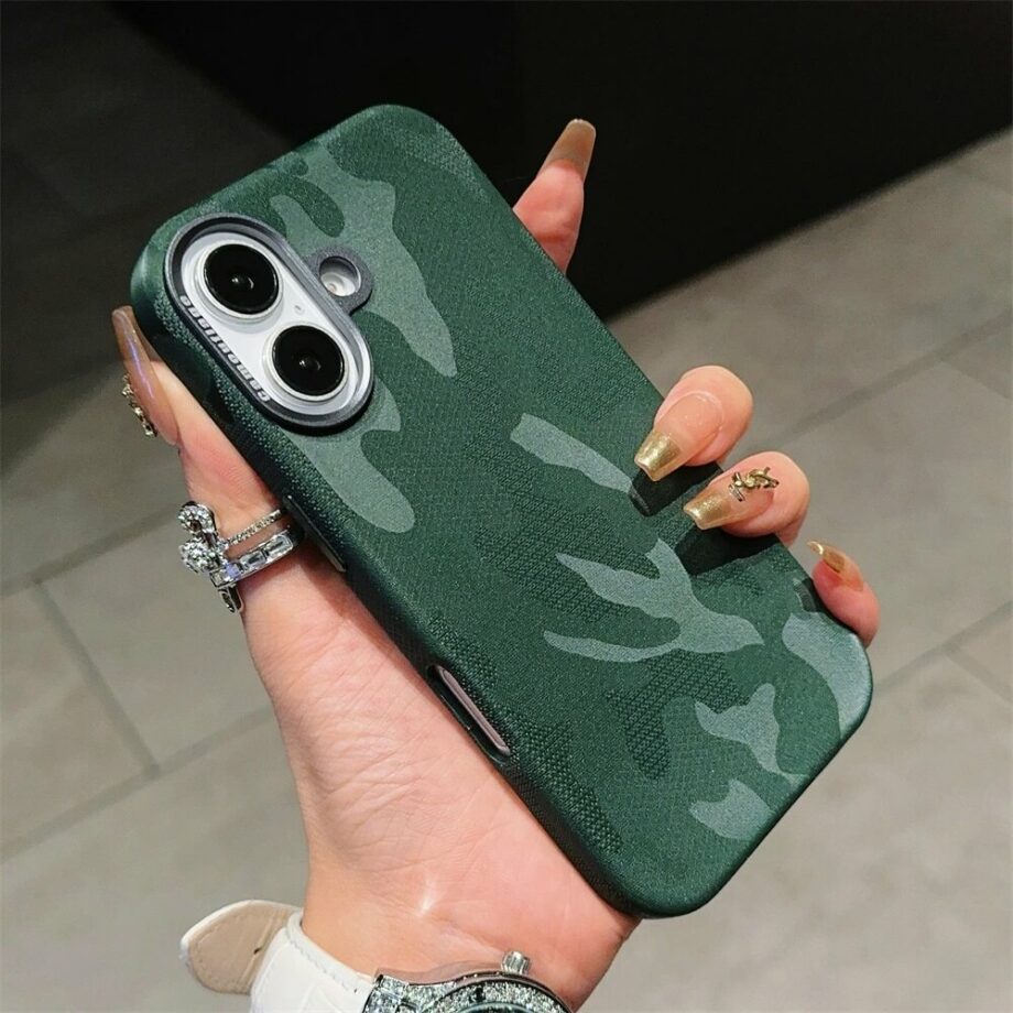 Camouflage MagSafe Full Coverage iPhone 16 Case- green