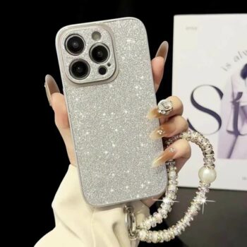 Glitter Diamond iPhone Case with Pearl Charm Loop