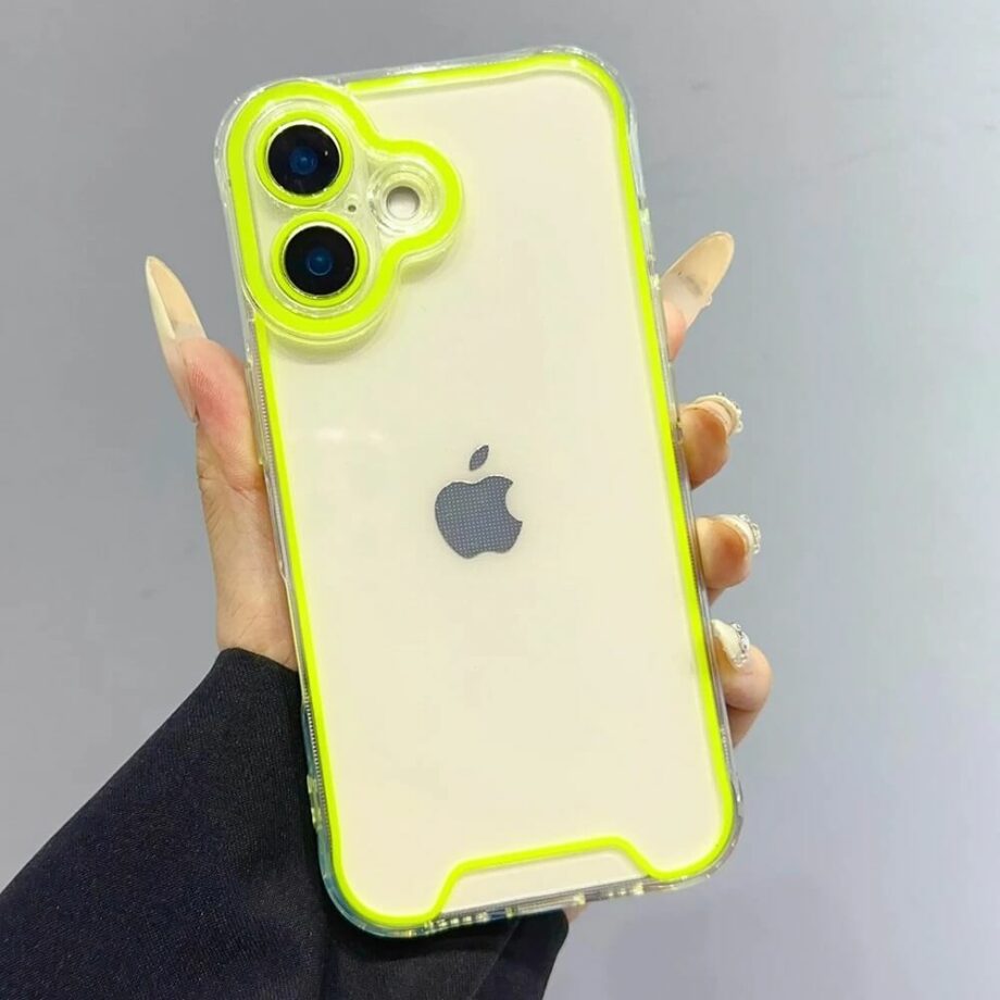 Luminous Transparent iPhone 16 Case- Fluorescent_yellow