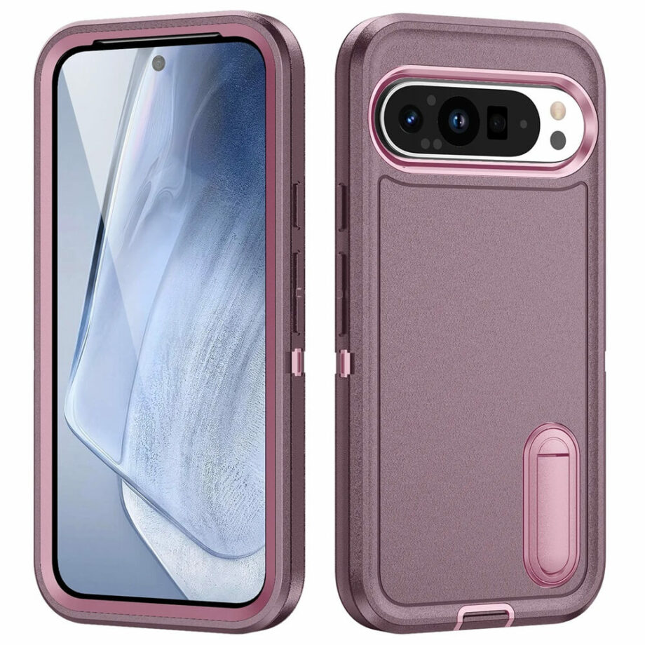 Shockproof Pixel Case with Folding Stand - Purple