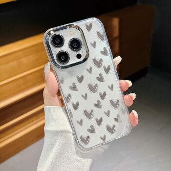 Silver Plating Heart Case for iPhone 16 Series