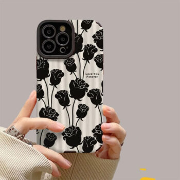 Black Rose Flower Shockproof iPhone Case