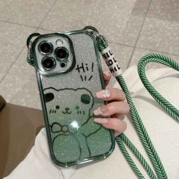 Cute Panda Crossbody Glitter iPhone Case