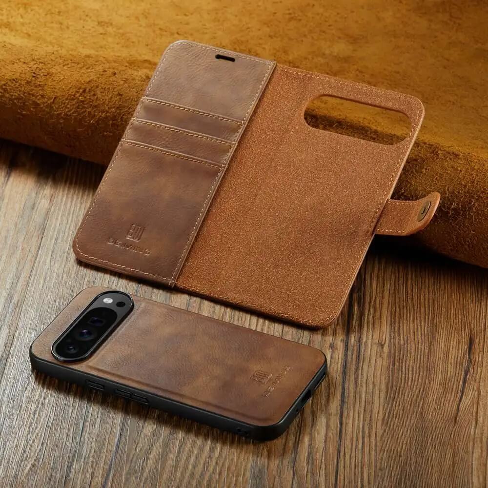 Detachable Leather Case with Card Slot for Pixel 9, 9 Pro, 9 Pro XL