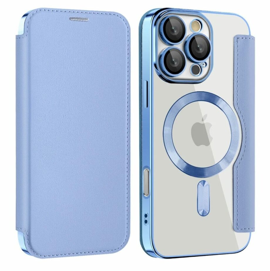 Flip Leather Wallet Case for iPhone 16 Series -Sierra_blue