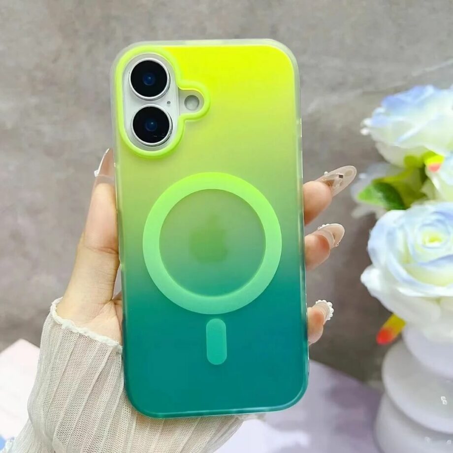 Green Laser Gradient MagSafe Case for iPhone 16 Series