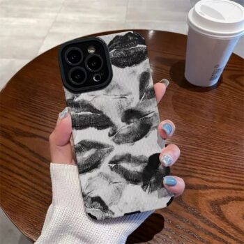 Monochrome Kiss Print Phone Case