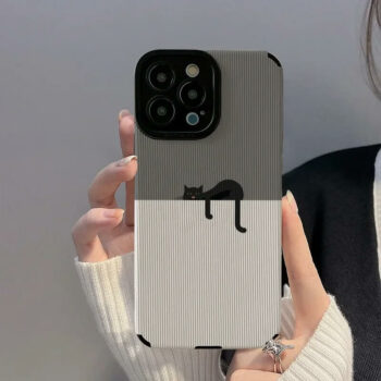 Stretching Black Cat Minimalist iPhone Case