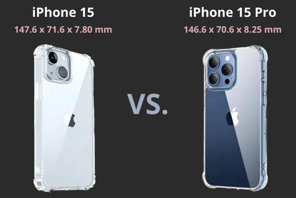 iPhone 15 vs. iPhone 15 Pro - size and dimensions