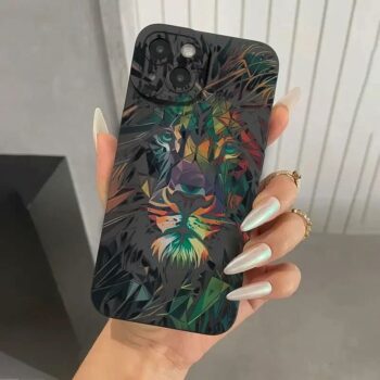 Bold Geometric Lion Face iPhone Case