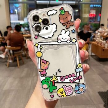 Good Luck Cartoon iPhone Case with Card Pocket