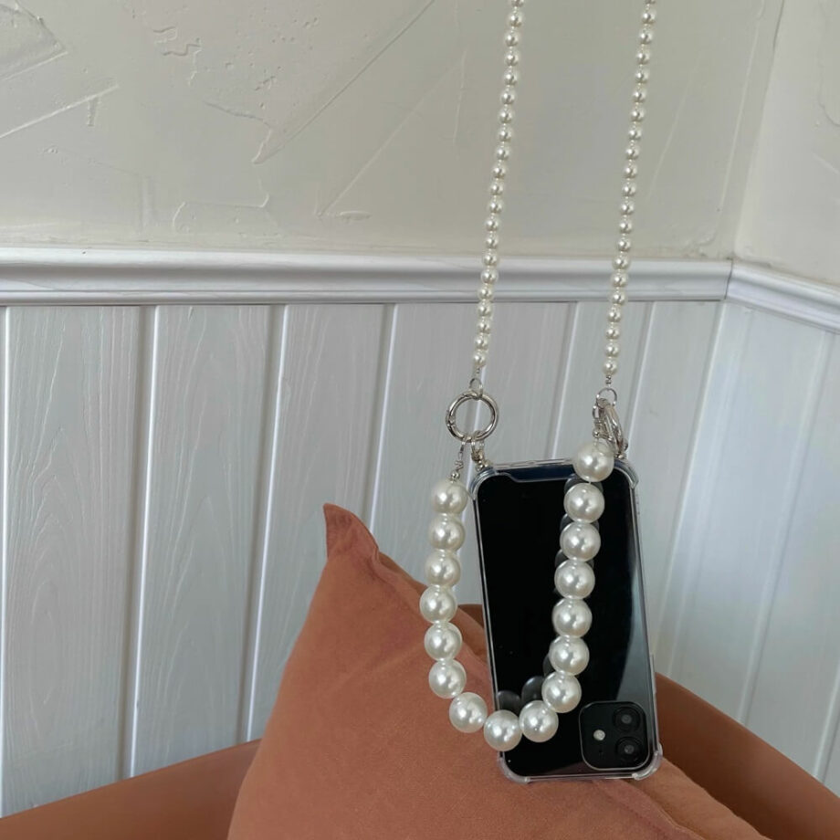 Pearl Chain Clear Case with Strap