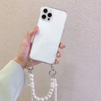 Pearl Chain Clear iPhone Case with Strap