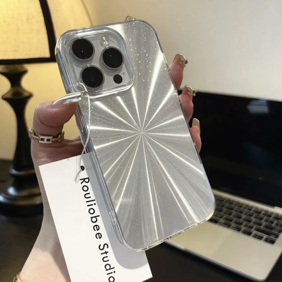 Silver Laser Gradient Glitter Starburst Phone Case