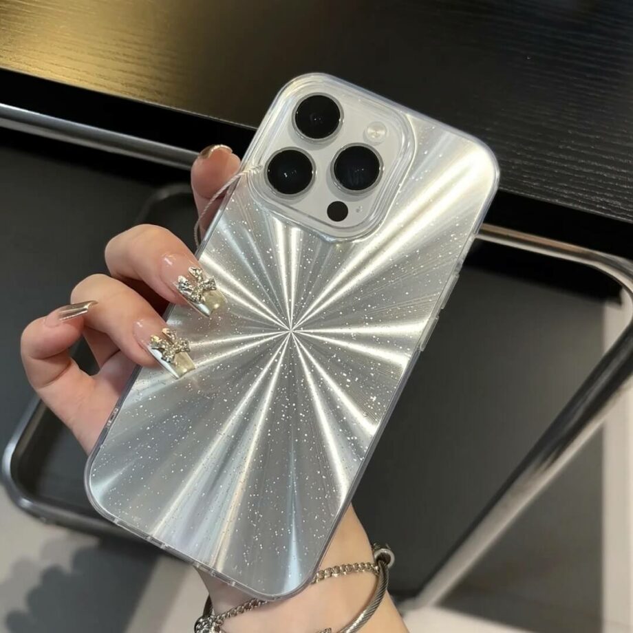 Silver Laser Gradient Glitter Starburst iPhone Case