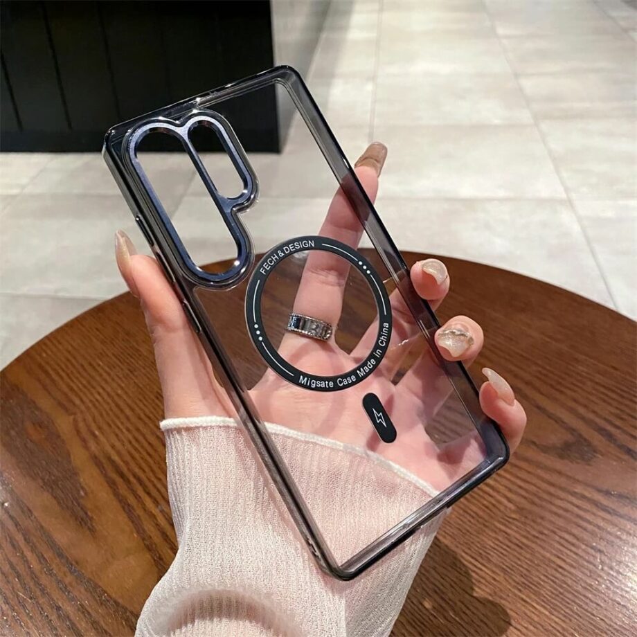 Black Crystal Clear Magnetic Phone Case for S25 Series