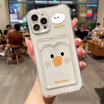 Cute Duck and Dumpling Clear iPhone Case with Card Holder