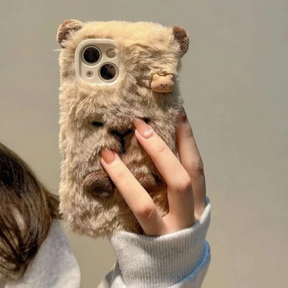 Cute Soft Fluffy Capybara Plush Phone Case