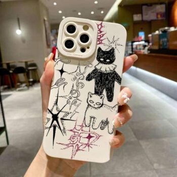 Hand Drawn Doodle Art Cat iPhone Case