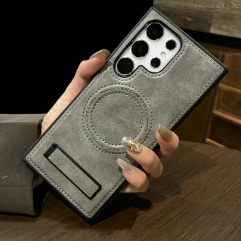 Leather Fold Stand MagSafe-Compatible Phone Case for Samsung Galaxy