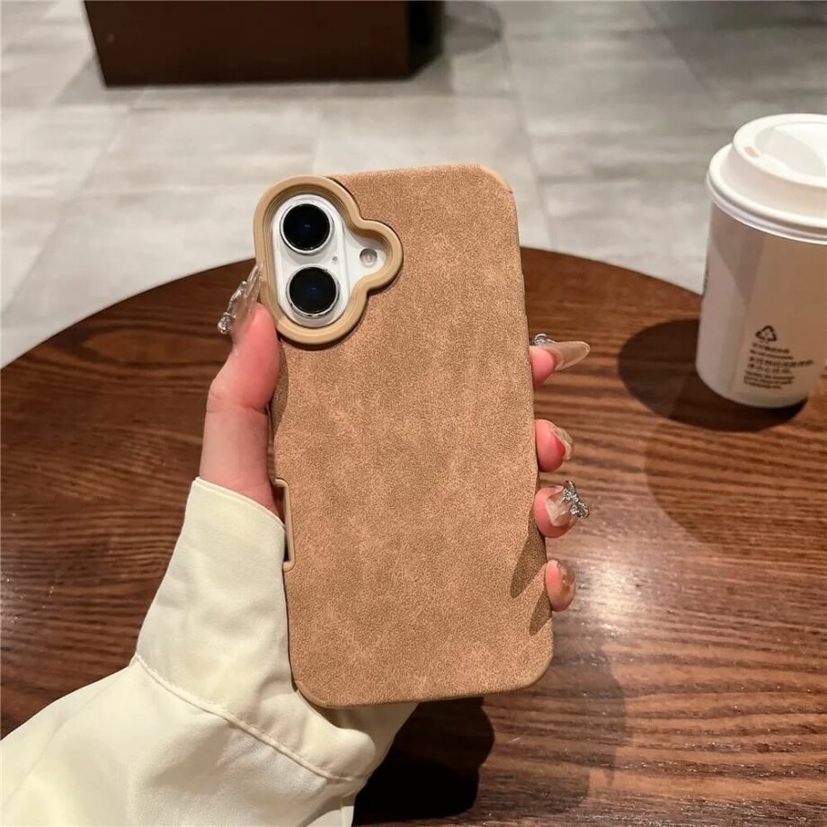 Luxurious Soft Brown Suede Shockproof iPhone Case