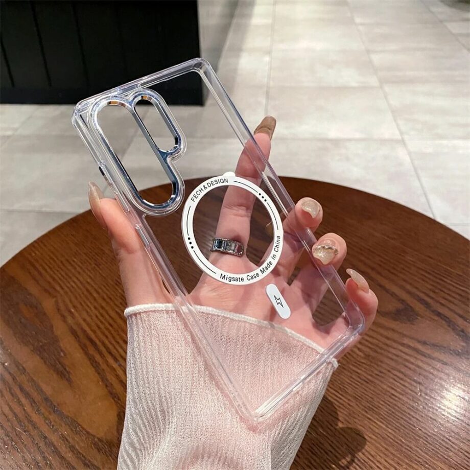 White Crystal Clear Magnetic Phone Case