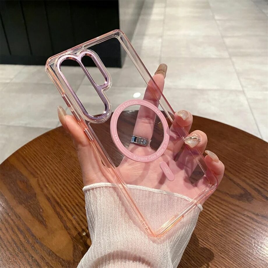 pink Crystal Clear Magnetic Phone Case