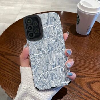 Blue Floral Flowing Lines Samsung Phone Case