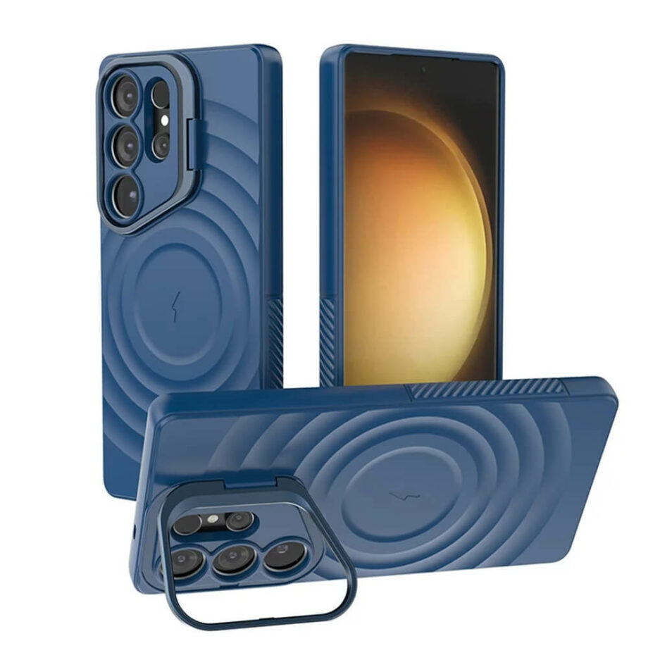 MagSafe Navy Case with Invisible Stand for Galaxy S25 Series