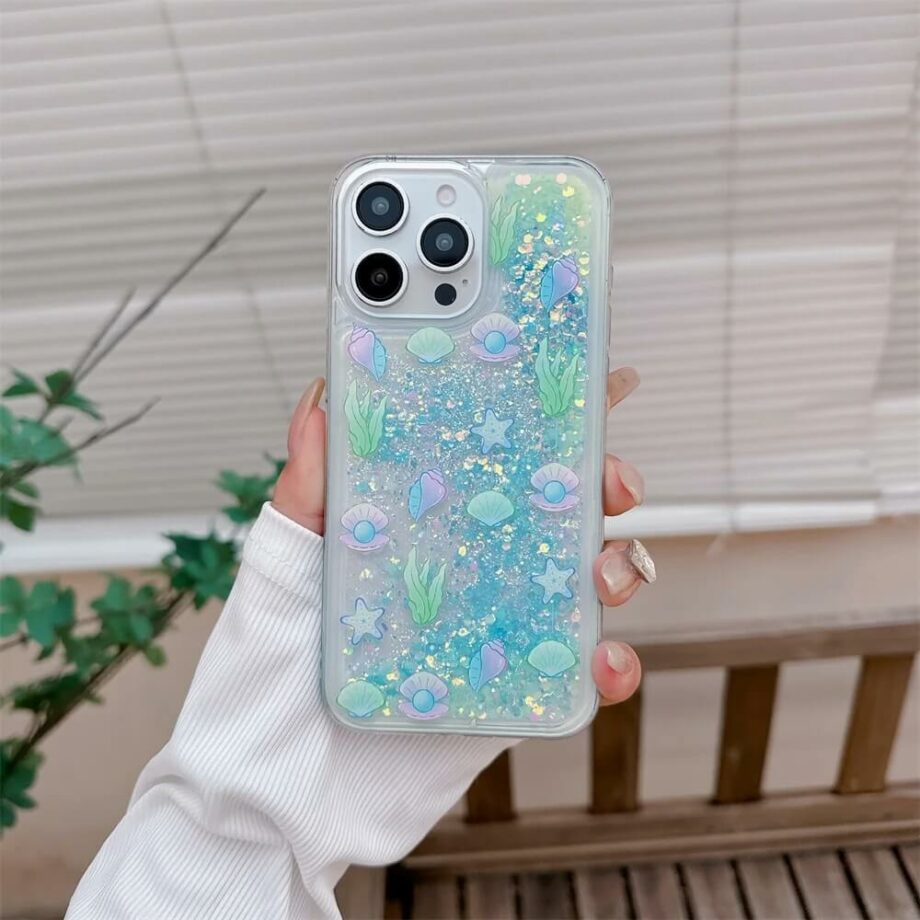 Glow in the Dark Liquid Floating Conch Glitter iPhone Case