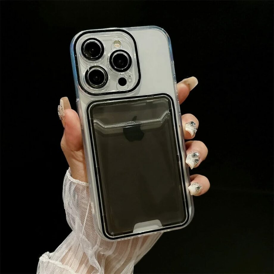 Jelly Candy Black Transparent iPhone Case with Card Holder