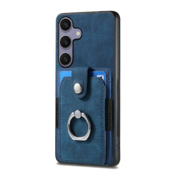 Magnetic Wallet Case with Rotating Ring Holder for Samsung S25 Series