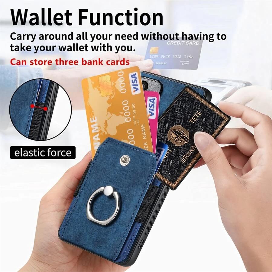 Wallet Case with Rotating Ring Holder for Samsung S25 Series