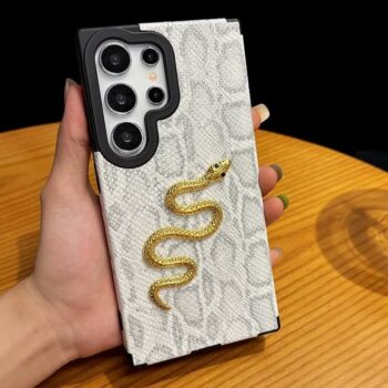 3D Gold Snake Skin Phone Case for Samsung S24, S25 series